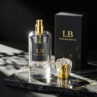 Flacon de parfum en verre cylindrique vide de 55 ml, bouchon décoratif multi-facettes, boîte cadeau magnétique personnalisée avec logo OEM, vente en gros