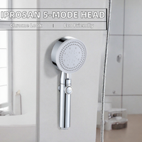 IProSan Pommeau de Douche à Main pour Toilettes en ABS de Haute Qualité, Écologique, 5 Modes, Chromé, avec Triple Sortie d'Eau