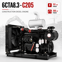 Mesin Diesel Konstruksi Cummins 6CTA8.3-C205 151kW 205HP 1850rpm Turbo 6 Silinder untuk Mesin Excavator Loader