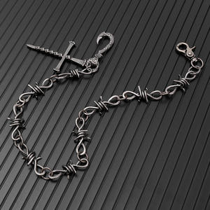 Correntes de Cintura Masculinas de Moda Hip Hop, em Liga de Zinco com Espinhos, 10mm 57cm, com Design de Cruz Gótica e Caveira, Novas Correntes de Metal para Carteira - Product Image 3