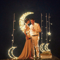 Guirlande lumineuse de Noël pour fenêtre, rideau LED, étoiles, lune, lumières décoratives, mariage, fête, blanc chaud à intensité variable, IP44