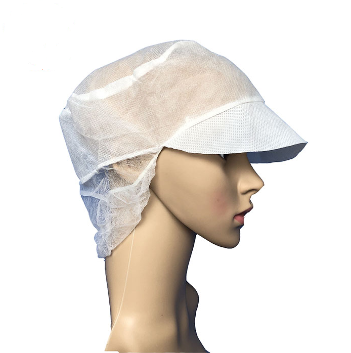 Disposable Head Cover Peaked Non Woven Caps With Snood