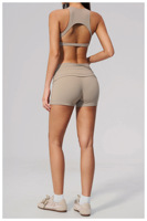 Ensemble de shorts de yoga TongJoes, ajustés, soutenant le dos, séchage rapide, tenue de yoga deux pièces pour femmes en spandex/nylon