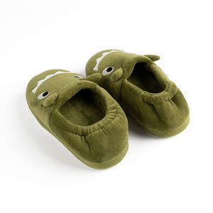 Fabrika satış ucuz fiyat ev ev terliği çocuklar çeşitli renkler sevimli kış kadife dinozor terlik erkek - Product Image 4
