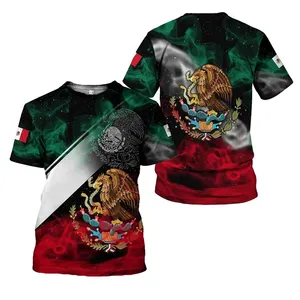 3D-Adler-Muster Kurzarm-T-Shirts für Herren Mexiko Nationalflaggendruck-T-Shirt Drop-Shipping lässig Herren Kurzarm-T-Shirts
