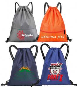 กระเป๋าเป้สะพายหลังผ้าอ๊อกซ์ฟอร์ดแบบเชือกผูกขนาดใหญ่ผ้าไนลอนสำหรับกีฬากลางแจ้งกันน้ำโพลีเอสเตอร์ออกแบบได้ตามต้องการโลโก้ที่กำหนดเอง - Product Image 6