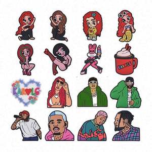 Accesorios de Moda para Zapatos <span class=keywords><strong>FEID</strong></span>, Charms Personalizados con Diseño de Dibujos Animados de Karol G, Color Rosa, Decoraciones para Zapatos FERXXO - Product Image 2