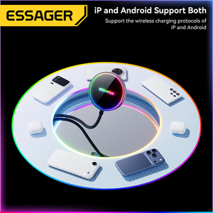 ESSAGER-Reloj inteligente de escritorio para teléfono móvil, <span class=keywords><strong>cargador</strong></span> inalámbrico magnético rápido de 15W para iPhone, Samsung <span class=keywords><strong>Oneplus</strong></span> con luz Rgb - Product Image 5