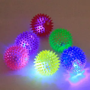 Luminous Bouncing Ball Pet Dog Puppy LED Ball Light Up Flashing Play Toy Chasing Bounce Spiky Ball Pet Interactive Toys