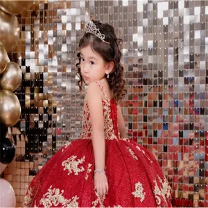 奢华红色亮片舞会礼服学步小女孩选美舞会礼服儿童花童派对礼服生日礼服 - Product Image 4