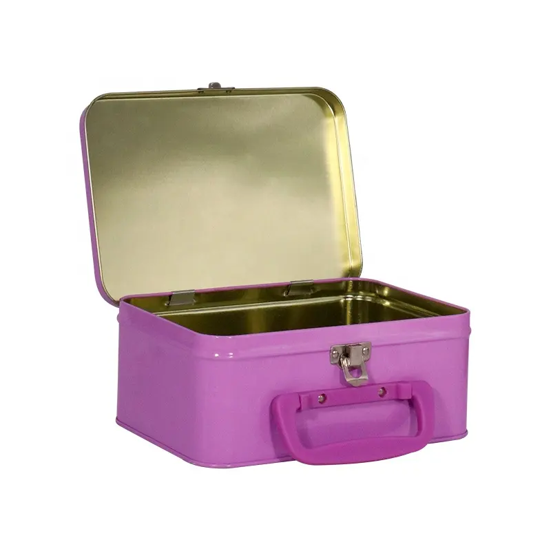 Fabrik Lunchboxen rechteckige Zinn-Lunch-Handle-Box Kinder sicherer Zinnkoffer für Kinder