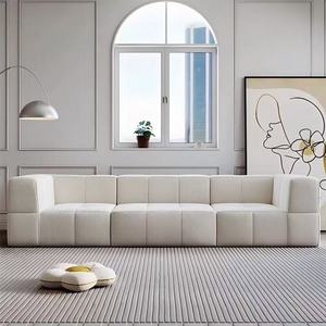 Sofá Modular Moderno en Forma de L de Tres Plazas para Sala de Estar, Muebles de Lujo con Tapicería de Tela y Esponja - Product Image 4