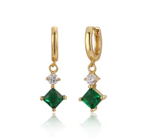 2024 nouveau design de mode 925 boucles d'oreilles pendantes en argent sterling avec diamants CZ colorés pour les filles de la mode