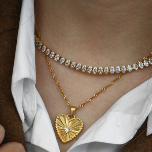 Collier pendentif de mode pour femme, bijoux fins, ensemble de colliers en acier inoxydable, style feuilles veinées - Product Image 3