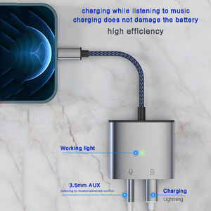 Yeni C100 orijinal çip 8pin 3.5mm jack kulaklık aux adaptörü kulaklık iPhone Splitter için 2 in 1 adaptörü şarj - Product Image 5