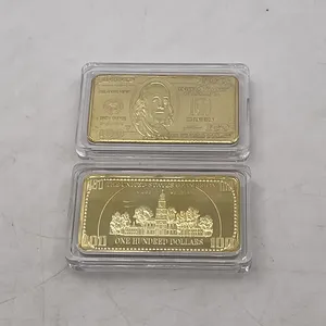 Fast delivery USD 100 dollars 24k gold clad plated solid bar bullion