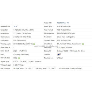 Nueva pantalla LCD TFT VGA Original de 10,4 pulgadas, 640 × 480, para control industrial, pantalla de equipos médicos y automotrices, NL6448BC33-70 - Product Image 4