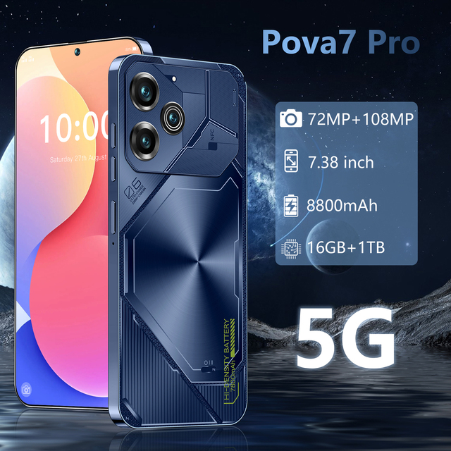 Premium Pova 7 Pro Smartphone 2026 5G 16GB 1TB 7.3 Inch 108MP Cam 10 Core Dual SIM Unlocked