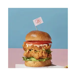 Decorazione monouso in legno cibo personalizzato Sandwich stuzzicadenti bandiera Burger Stick con Logo bandiera