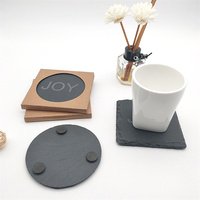 Artisanat en pierre sous-verres naturels en gros pour boisson thé café bar sous-verres en ardoise noire sous-verres ronds en ardoise
