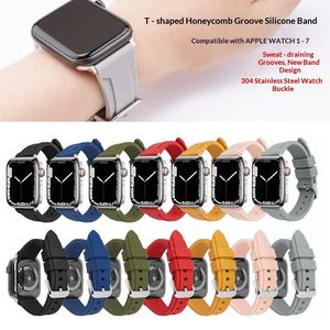 Bracelet de montre en silicone en gros pour Apple Watch Ultra 49mm SE 44mm 45mm avec boucle ardillon en acier inoxydable, bracelet de sport - Product Image 3