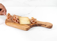 Planche à découper rustique en bois d'olivier tunisien, faite à la main, naturelle, avec poignées, ustensile de cuisine, fabriquée en Tunisie, 10