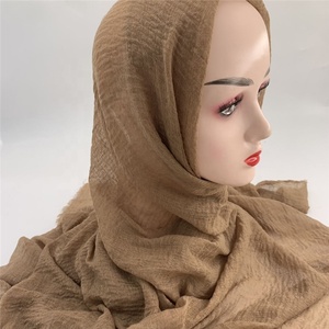 Dernier foulard hijab en coton léger pour femmes, effet froissé - Product Image 4