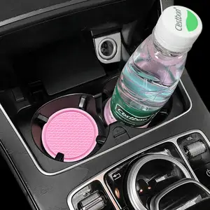 Penjualan laris tatakan cangkir air silikon antiselip tatakan cangkir bulat merah muda tatakan cangkir isolasi untuk meja Mobil