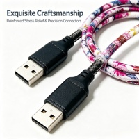 Câble de données USB Todugu T-155, nouveau style, en cuir PU imprimé, avec charge rapide 2A pour iPhone et téléphones mobiles Type-C