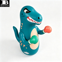 Sac de frappe gonflable durable pour enfants, dinosaure T-Rex bleu sarcelle robuste, sac de frappe autoportant pour soulager l'énergie