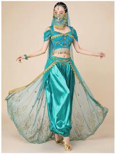 Costumes de princesse arabe robe de danse du ventre danse indienne broder Bollywood <span class=keywords><strong>Jasmine</strong></span> Costume fête Cosplay femmes - Product Image 2