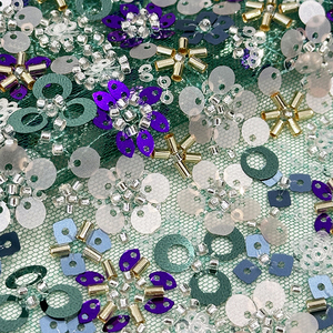 <strong>Cheap</strong> China Wholesale Nice Price Luxury African Multicolor Crystal Sequin Beaded Flower Guipure Embroidery <strong>Lace</strong> <strong>Fabric</strong> - Product Image 2