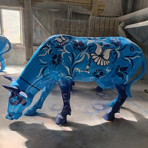 Açık fiberglas heykel özelleştirilmiş hayvanlar boğa heykeli inek süt sığır resimleri dekoratif süsler - Product Image 4