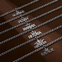 Collar con Nombre Personalizado de Acero Inoxidable, Colgante con Placa de Identificación, Corona Personalizada de HipHop Europeo y Americano, para Hombre y Mujer
