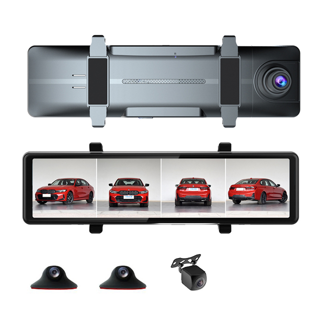 4 Lens Mirror Dashcam 4 Channel 360 Degree 12 Inch IPS Touch Screen Car DVR with WiFi 4K 1 Year Warranty