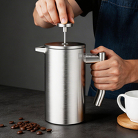 Cafetière à piston isotherme moderne en acier inoxydable à double paroi, capacité 350ml/700ml/1000ml, maintien au chaud 6 heures