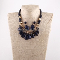 Collier en résine pour femmes, ensemble de bijoux, boucles d'oreilles, chaîne en or multicouches, goutte d'eau, acrylique, vente en gros, nouvelle collection
