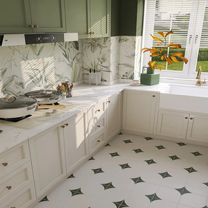 Gabinete de cocina contemporáneo Diseño francés moderno con laca verde blanco MDF <span class=keywords><strong>Madera</strong></span> y <span class=keywords><strong>cola</strong></span> de Paloma ENF Panel de muebles - Product Image 4