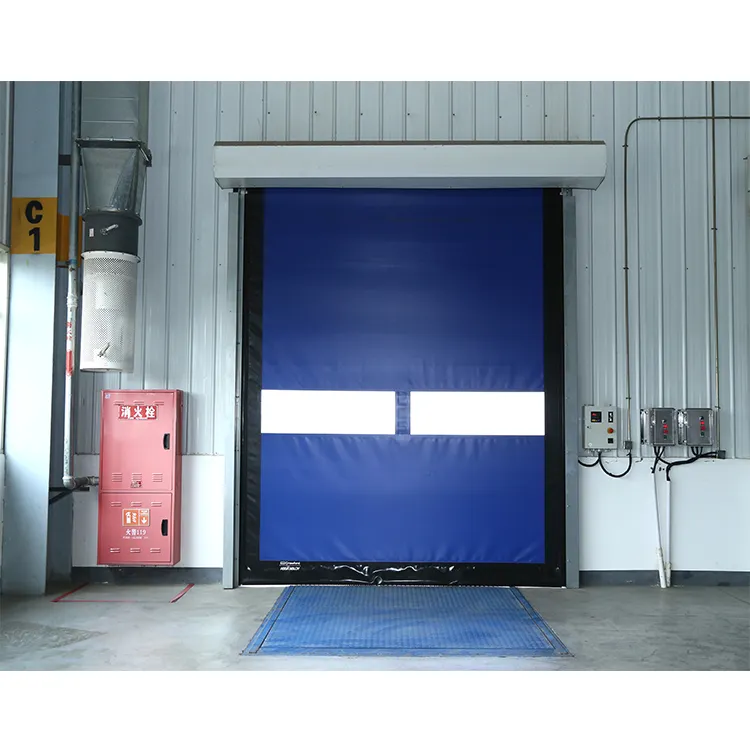 Puerta enrollable industrial automática de alta velocidad, puerta de pvc con vista clara