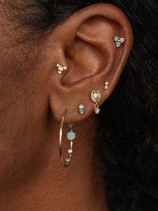 Nouveau bijoux de fiançailles de mode exquis de haute qualité pour les femmes 18k plaqué or 925 boucles d'oreilles de signal de goujon inversé en argent - Product Image 4