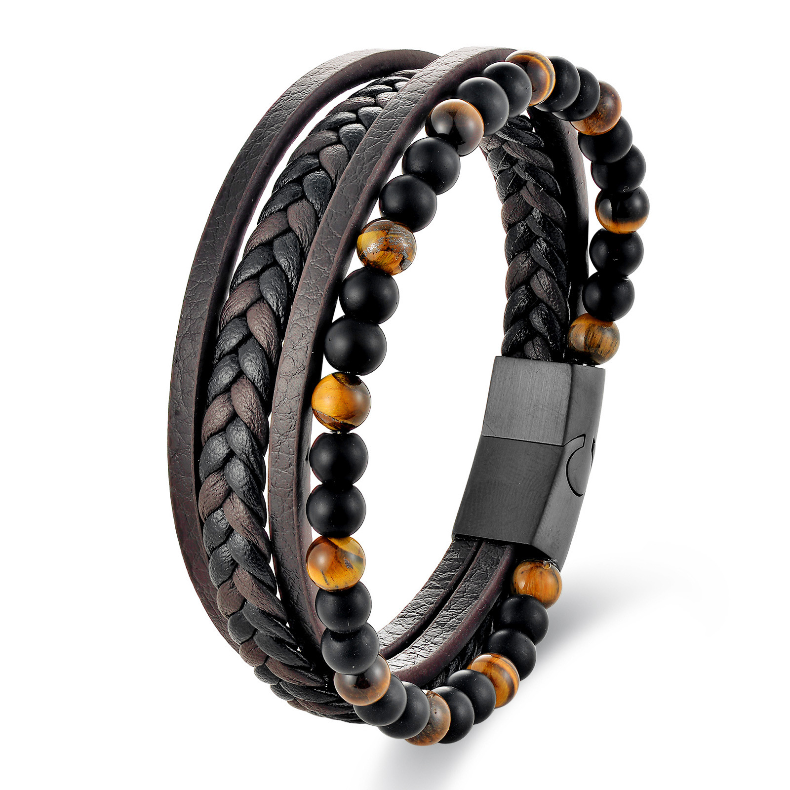 Brown Leather Bracelet 21cm