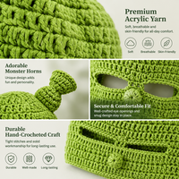 Bonnet en tricot au crochet personnalisé Shrek, motif dessin animé, avec oreilles tentacules 3D, en acrylique doux, pour fêtes à thème anime, festivals et rassemblements