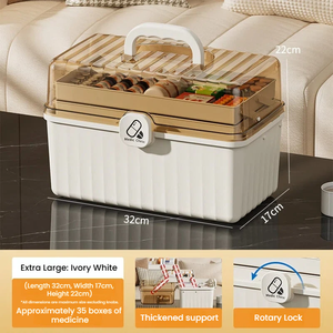 Boîte à médicaments à trois couches, trousse de premiers soins pliable, organisateur de stockage médical portable, étui à médicaments de grande capacité pour la maison - Product Image 4