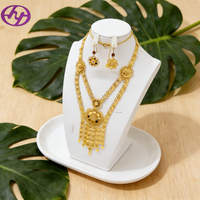 Ensemble de bijoux en laiton plaqué or 24 carats Hongyue - Collier et boucles d'oreilles florales pour femmes - Occasions de mariage à Dubaï