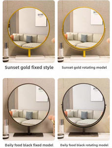 Miroir de coiffure mural moderne à LED pleine longueur, doré, pour salons, design métallique - Product Image 4