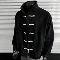 BINBEIER Chaquetas de estilo diario personalizadas para hombre, proveedor mayorista, chaqueta de gamuza para hombre con cierre de rana y cuello alto, estilo chino