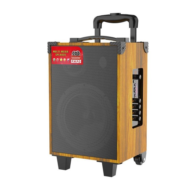 JQS908S Professional 8-inch BT Stereo HIFI Wooden Wireless Karaoke Speaker Big Power Bass Trolley Outdoor Parties Computer Use