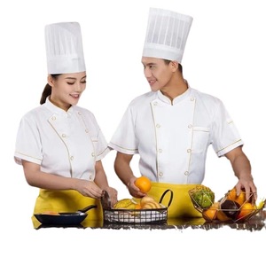 Chef Uniform Short Sleeve White Unisex Woven Restaurant <b>Kitchen</b> Workwear - Product Image 5