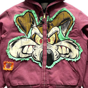 Logo personalizzato Streetwear taglie forti felpe <span class=keywords><strong>con</strong></span> cappuccio da uomo spessa in poliestere e <span class=keywords><strong>scheletro</strong></span> ricamato <span class=keywords><strong>con</strong></span> Zip <span class=keywords><strong>felpa</strong></span> da uomo - Product Image 2