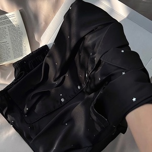 <span class=keywords><strong>Pigiama</strong></span> Estivo da <span class=keywords><strong>Donna</strong></span> in Seta Ghiaccio Nera con Motivo a Pois, Traspirante, con Elastico in Vita, 100% Poliestere - Product Image 3